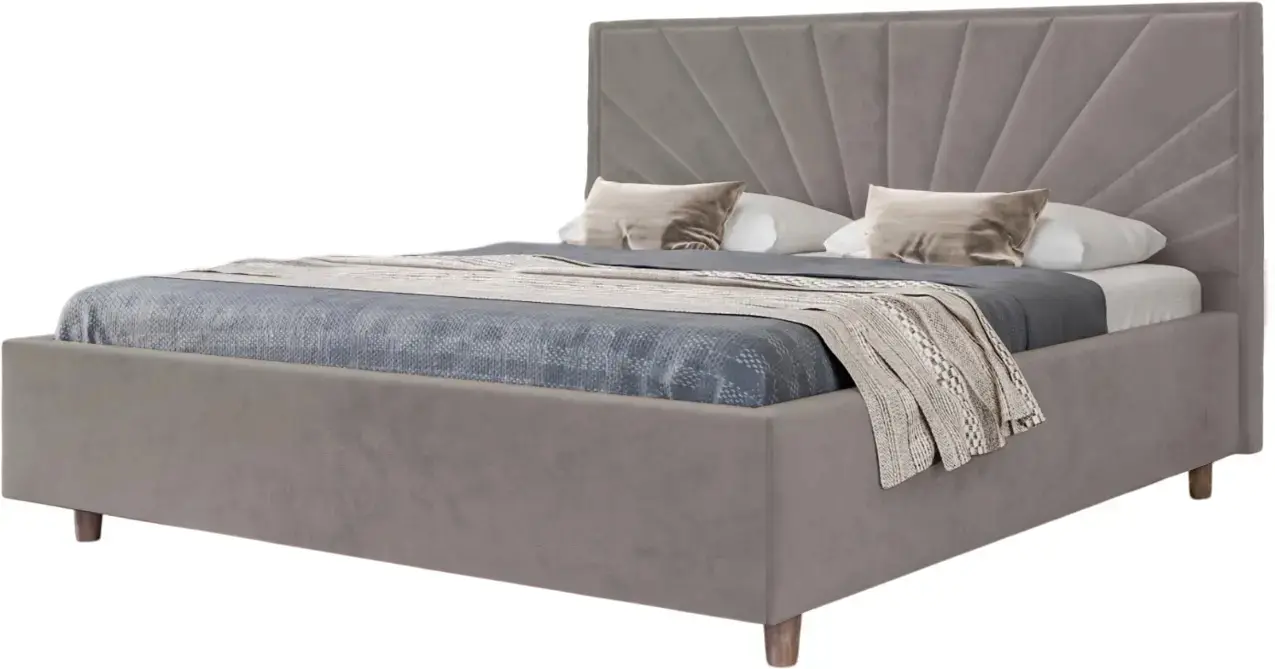 Pat cu saltea Charmbed Confort Sunny Modern Velluto 15 Silver/Walnut + Saltconfort Classic Ortopedic 160х200/20