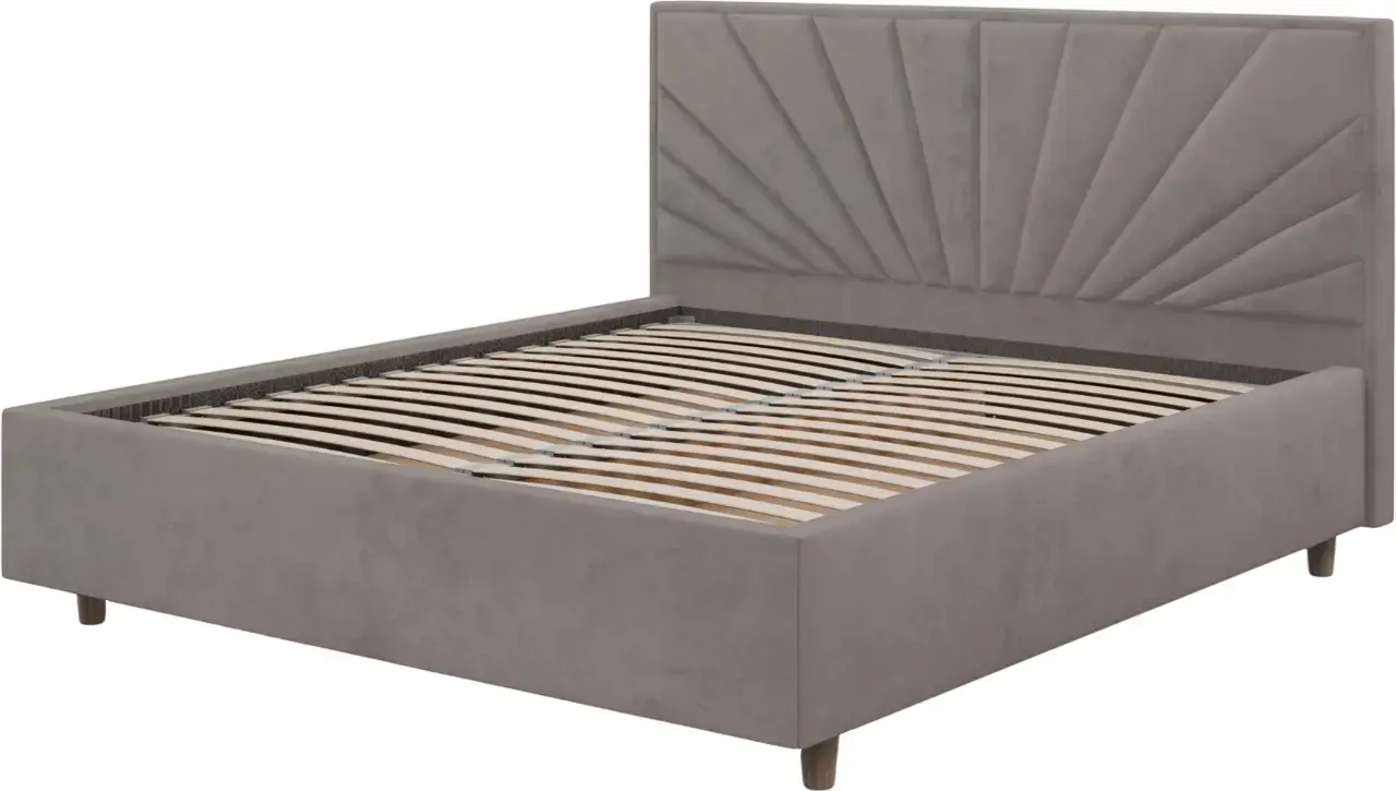 Pat cu saltea Charmbed Confort Sunny Modern Velluto 15 Silver/Walnut + Saltconfort Classic Ortopedic 160х200/20