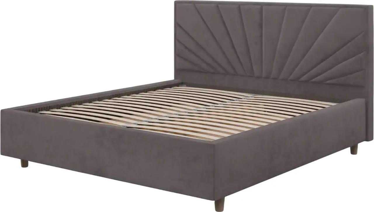 Pat cu saltea Charmbed Confort Sunny Modern Velluto 16 Grey/Walnut + Saltconfort Classic Ortopedic 160х200/20