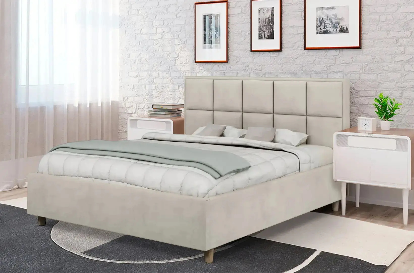 Pat cu saltea Charmbed Confort Tatiana Eco Royal 02 Beige + Saltconfort Classic Ortopedic 160х200/20