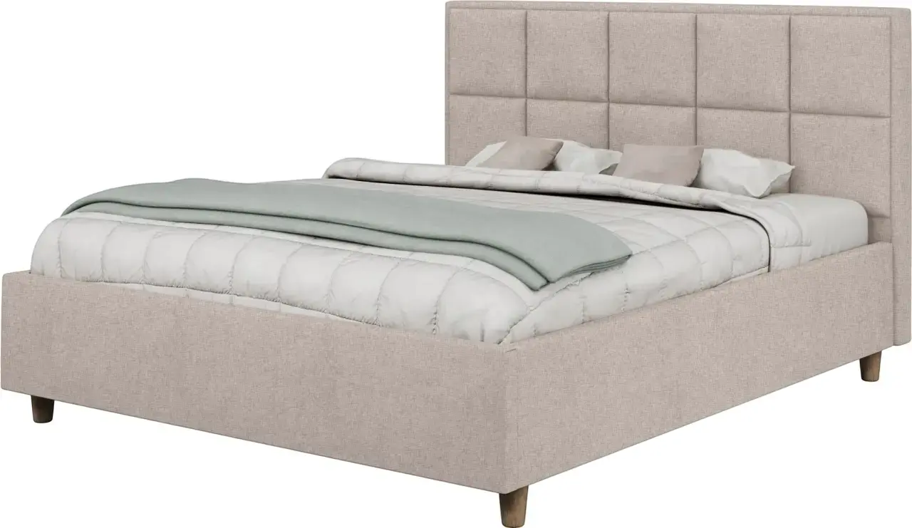 Pat cu saltea Charmbed Confort Tatiana Modern Glow 03 Fossil/Walnut + Saltconfort Classic Ortopedic 160х200/20