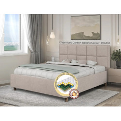 Pat cu saltea Charmbed Confort Tatiana Modern Glow 03 Fossil/Walnut + Saltconfort Classic Ortopedic 160х200/20