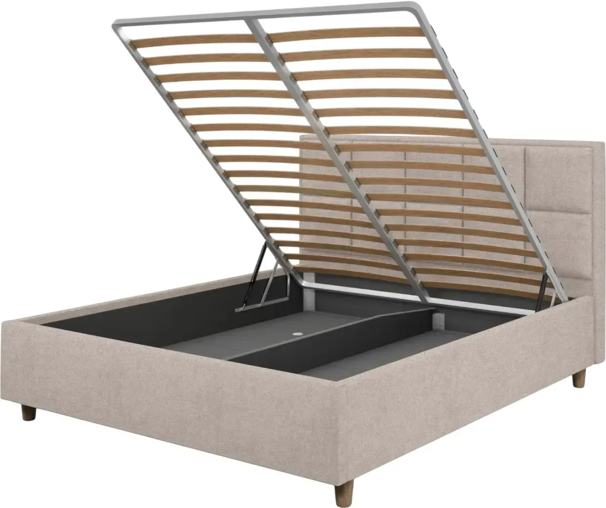 Pat cu saltea Charmbed Confort Tatiana Modern Glow 03 Fossil/Walnut + Saltconfort Classic Ortopedic 160х200/20