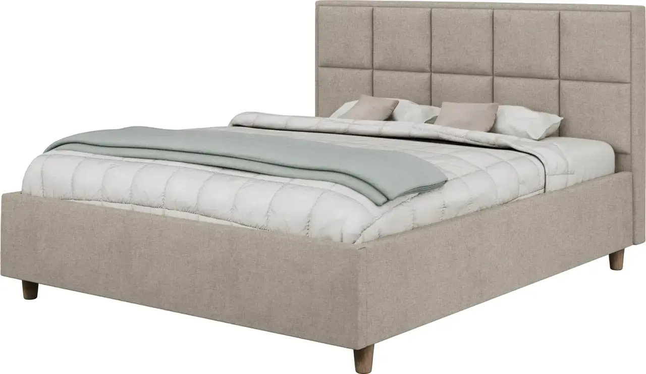 Pat cu saltea Charmbed Confort Tatiana Modern Glow 04 Stone/Walnut + Saltconfort Classic Ortopedic 140х200/20