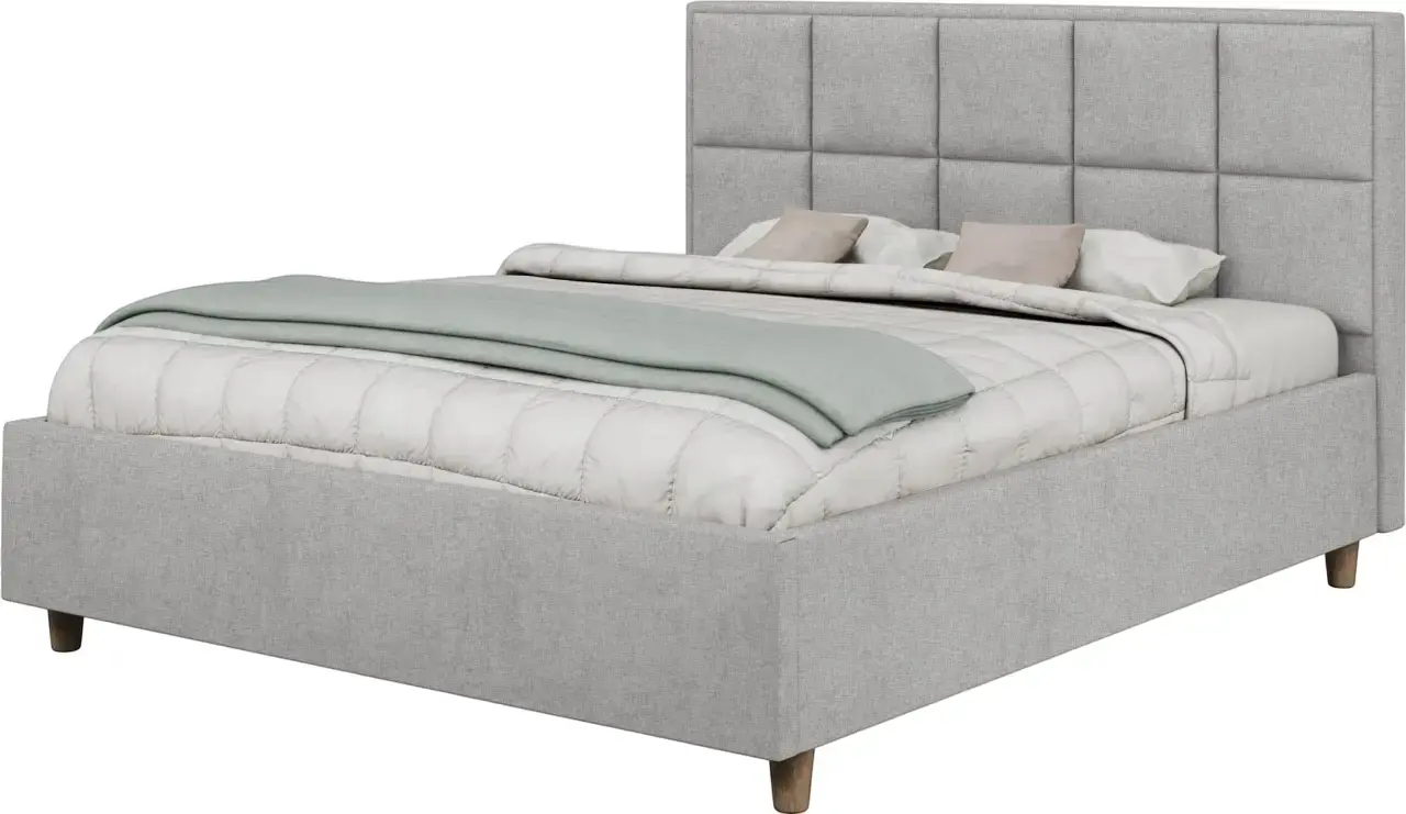 Pat cu saltea Charmbed Confort Tatiana Modern Glow 15 Light Grey/Walnut + Saltconfort Classic Ortopedic 160х200/20