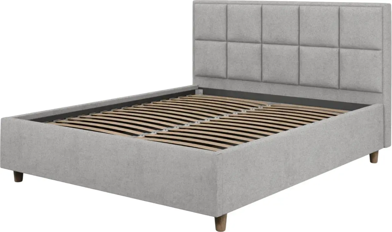 Pat cu saltea Charmbed Confort Tatiana Modern Glow 15 Light Grey/Walnut + Saltconfort Classic Ortopedic 160х200/20