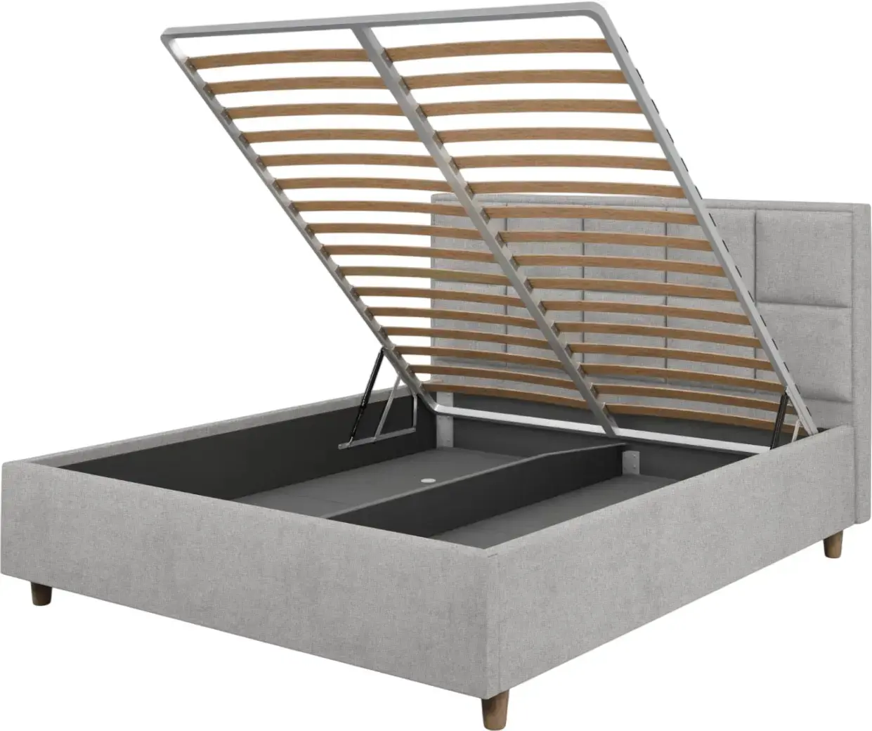 Pat cu saltea Charmbed Confort Tatiana Modern Glow 15 Light Grey/Walnut + Saltconfort Classic Ortopedic 160х200/20