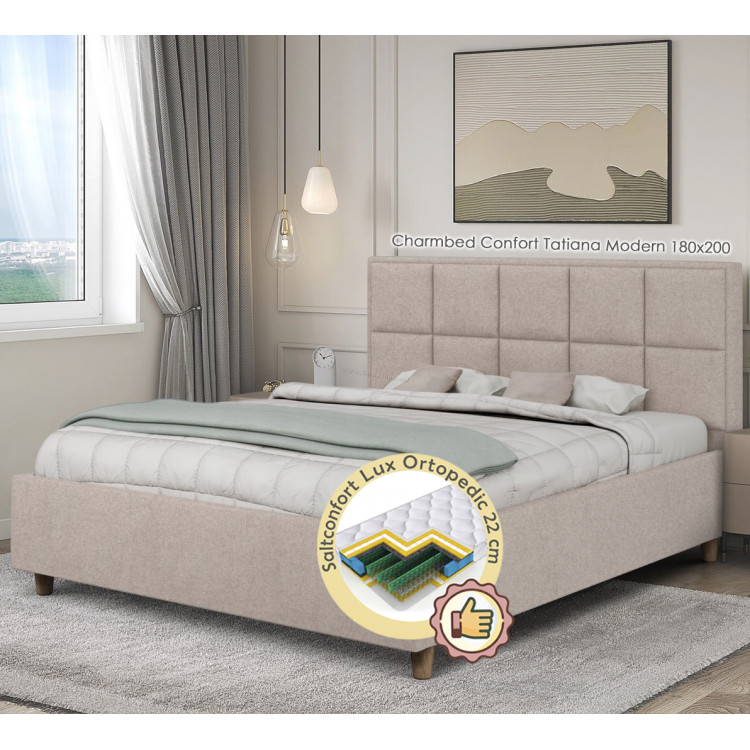 Кровать с матрасом Charmbed Confort Tatiana Modern + Lux Ortopedic 180х200 (Fossil)