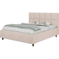 Pat cu saltea Charmbed Confort Tatiana Modern Velluto 02 Beige/Walnut + Saltconfort Classic Ortopedic 140х200/20 Thumb