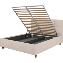 Pat cu saltea Charmbed Confort Tatiana Modern Velluto 02 Beige/Walnut + Saltconfort Classic Ortopedic 140х200/20 Thumb