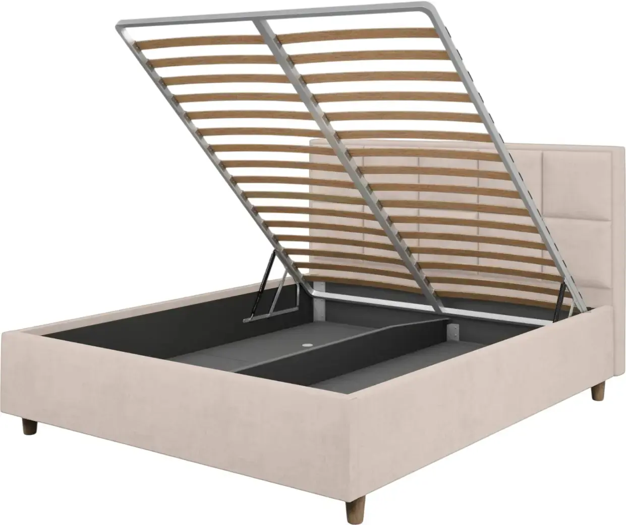 Pat cu saltea Charmbed Confort Tatiana Modern Velluto 02 Beige/Walnut + Saltconfort Classic Ortopedic 160х200/20