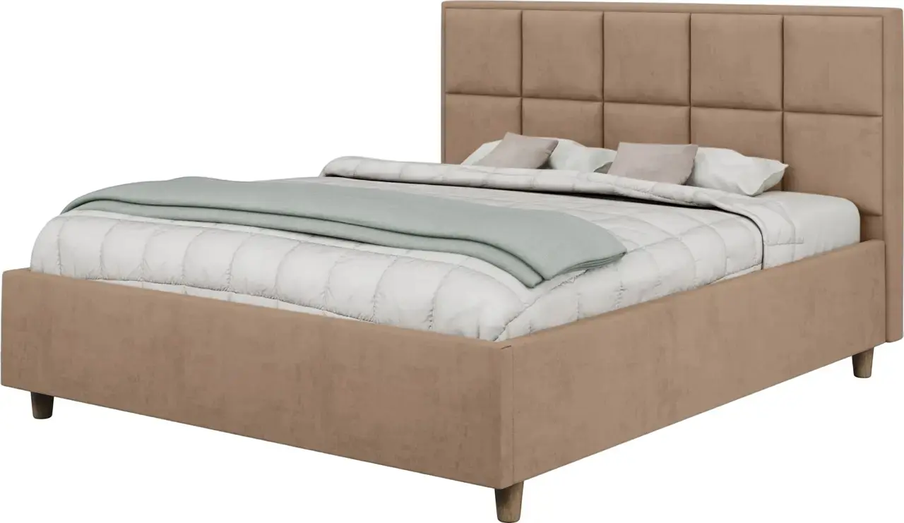 Pat cu saltea Charmbed Confort Tatiana Modern Velluto 03 Mika/Walnut + Saltconfort Classic Ortopedic 160х200/20