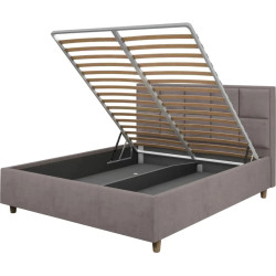 Pat cu saltea Charmbed Confort Tatiana Modern Velluto 15 Silver/Walnut + Saltconfort Classic Ortopedic 140х200/20 Thumb