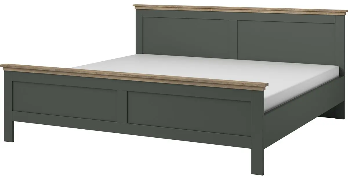 Pat cu saltea Helvetia Evora S 24ZRJU30 Green/Lefkas Oak + Saltconfort Classic Ortopedic 140х200/20