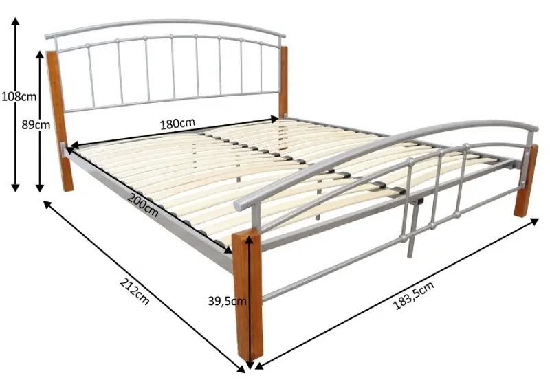 Pat cu saltea Mobhaus Mirela Alder/Silver + Saltconfort Lux Ortopedic 180х200/22