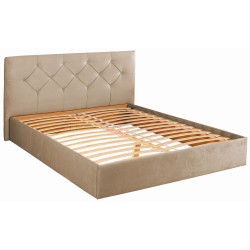 Кровать с матрасом Modern Aura Kanna 05 ламельное основание Beige + Saltconfort Classic Ortopedic 160х200/20 Thumb