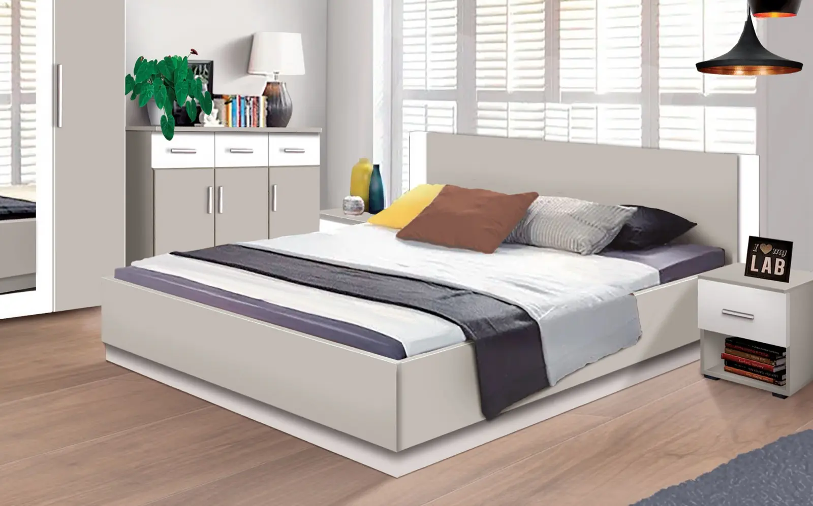 Кровать с матрасом Modern Francesca Cashmere/White + Saltconfort Classic Ortopedic 160х200/20