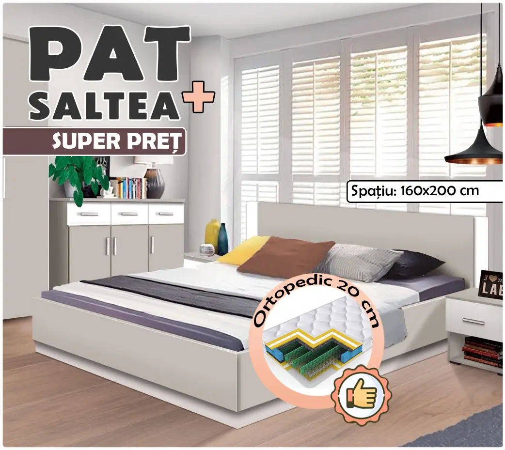 Кровать с матрасом Modern Francesca Cashmere/White + Saltconfort Classic Ortopedic 160х200/20