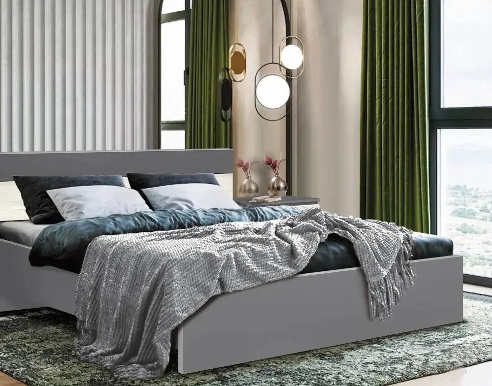 Кровать с матрасом Modern Komfi Slate Gray/Craft Oak White + Saltconfort Classic Ortopedic 160х200/20