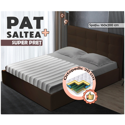 Pat cu saltea Montella Napoli Riviera 28 Dark Brown + Saltconfort Classic Ortopedic 160х200/20