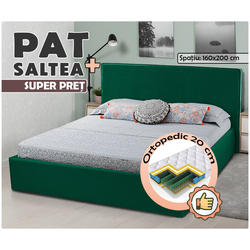 Кровать с матрасом Montella Payson Monolith 37 Emerald + Saltconfort Classic Ortopedic 160х200/20