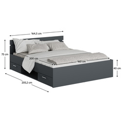 Pat cu saltea Tempo Kondela Michigan Graphite + Saltconfort Classic Ortopedic 160х200/20 Thumb