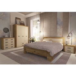 Pat cu saltea Yasen Denver baza lamele Craft Oak Gold/Vanilla + Saltconfort Classic Ortopedic 140х200/20 Thumb