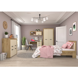 Кровать с матрасом Yasen Denver ламельное основание Craft Oak Gold/Vanilla + Saltconfort Classic Ortopedic 90х200/20 Thumb