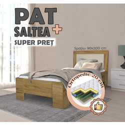 Pat cu saltea Yasen Denver baza lamele Craft Oak Gold/Vanilla + Saltconfort Classic Ortopedic 90х200/20