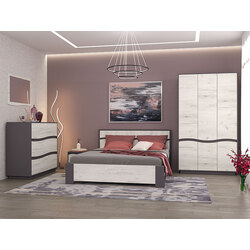 Pat cu saltea Yasen Jeneva baza lamele Graphite Grey/Craft Oak White + Saltconfort Classic Ortopedic 140х200/20 Thumb