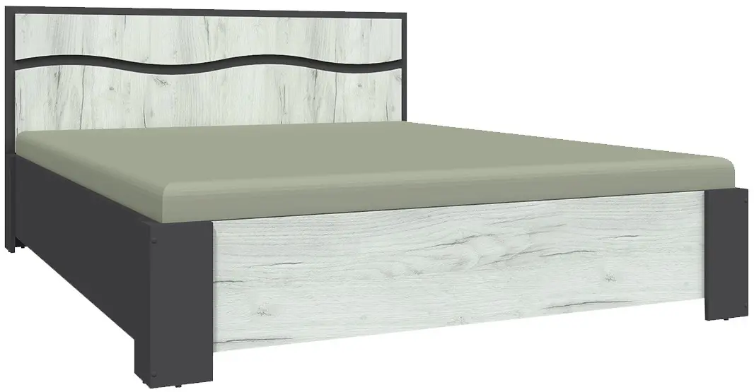 Pat cu saltea Yasen Jeneva baza lamele Graphite Grey/Craft Oak White + Saltconfort Classic Ortopedic 140х200/20