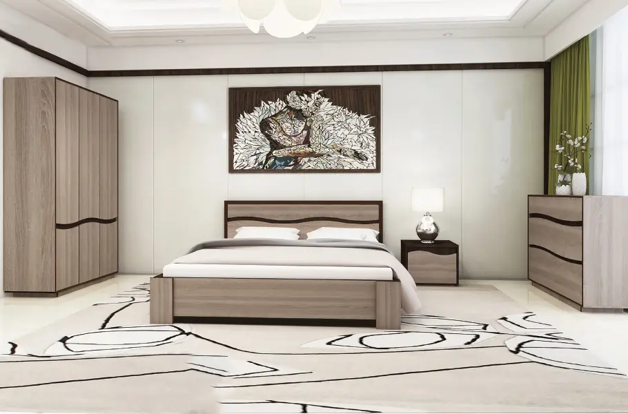 Pat cu saltea Yasen Jeneva baza lamele Sonoma Oak Truffle/Wenge Magic + Saltconfort Classic Ortopedic 160х200/20