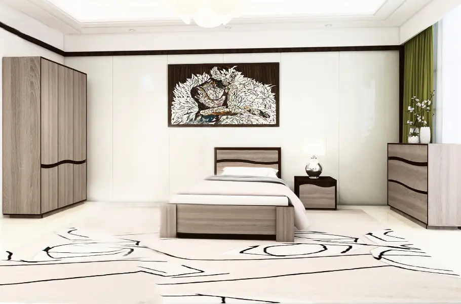 Pat cu saltea Yasen Jeneva baza lamele Sonoma Oak Truffle/Wenge Magic + Saltconfort Classic Ortopedic 80х200/20