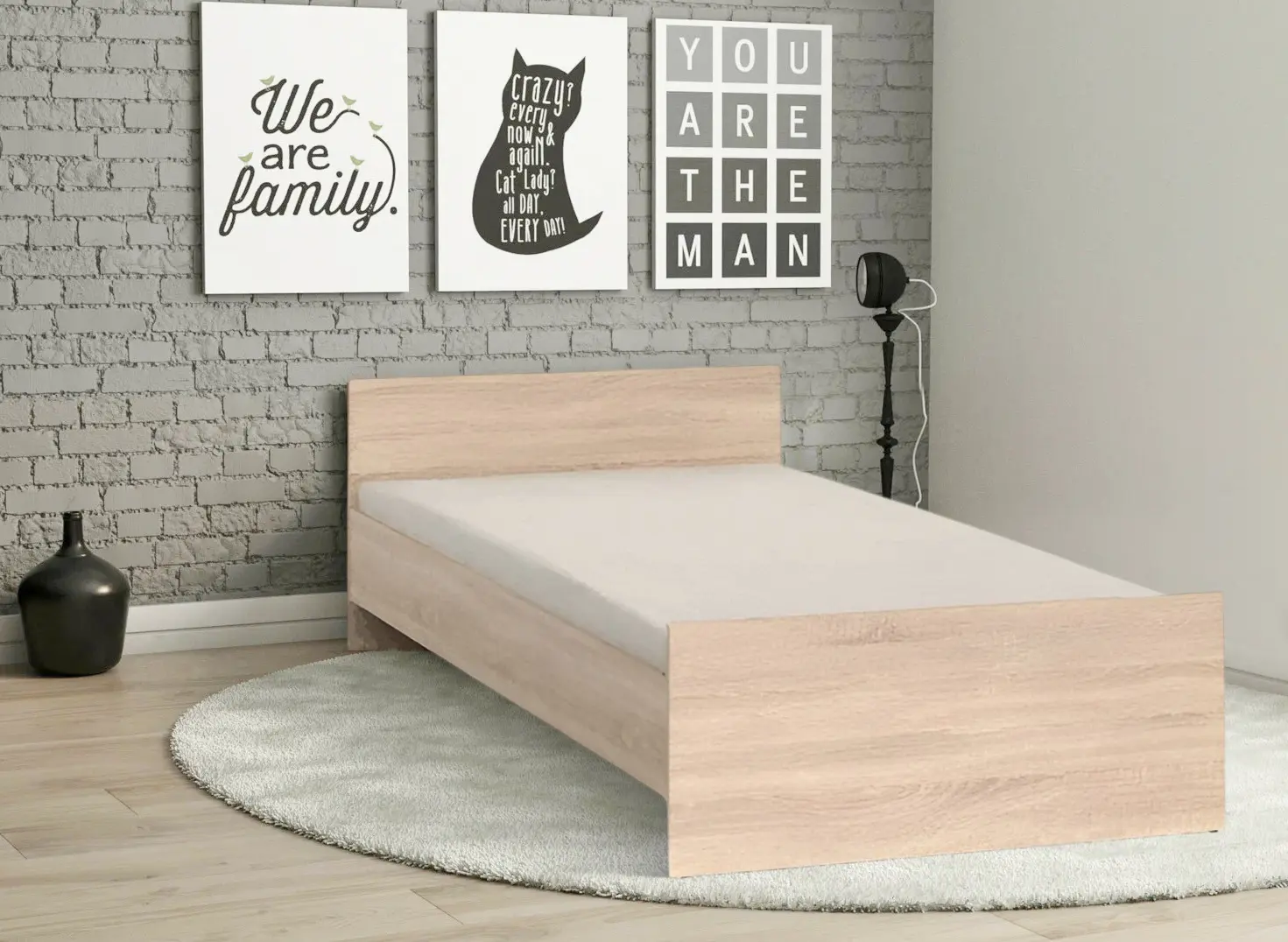 Pat cu saltea Yasen Nepo LOZ/90 Sonoma Oak + Saltconfort Classic Ortopedic 90х200/20