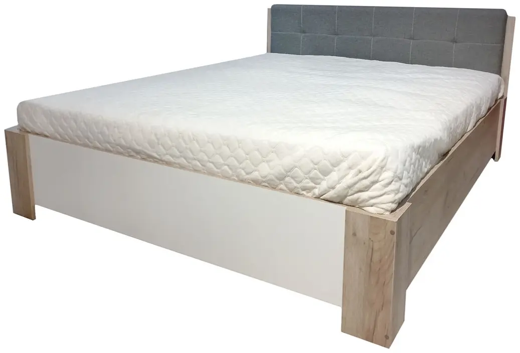 Кровать с матрасом Yasen Venera ламельное основание Craft Gray Oak/White + Saltconfort Classic Ortopedic 160х200/20