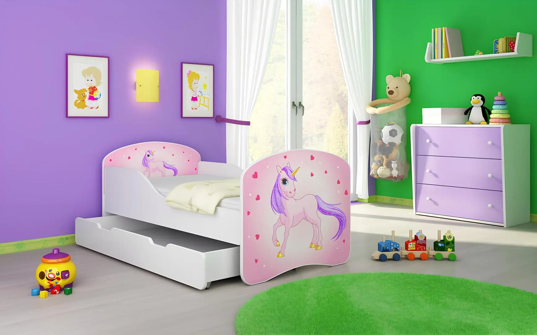 Pat ACMA Meble Acma I Pony 80x180 sertar/saltea 7cm (White)