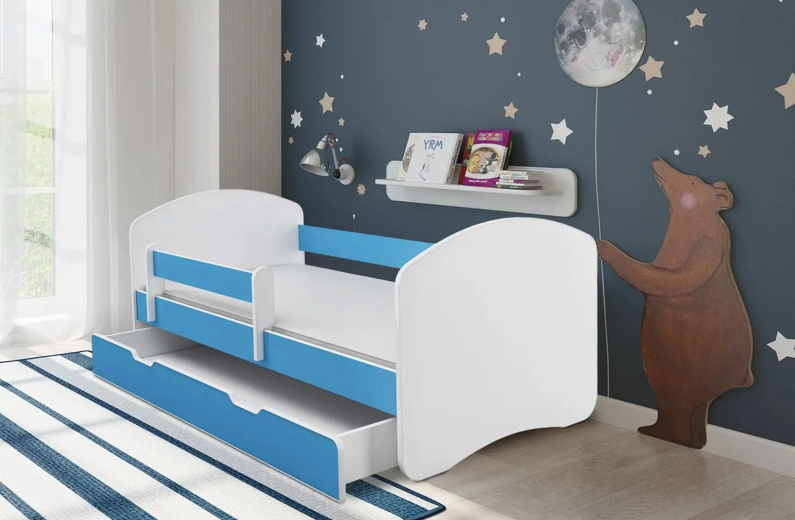 Pat ACMA Meble Acma II 70x140 bariera/sertar/saltea 6cm (White/Blue)