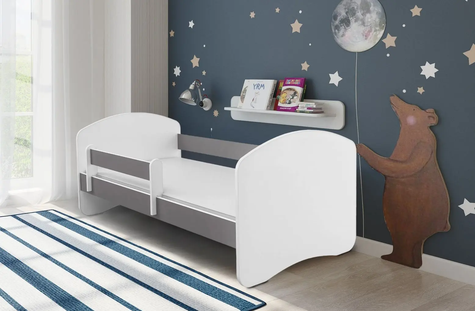 Pat ACMA Meble Acma II 80x160 bariera/saltea 7cm (White/Gray)