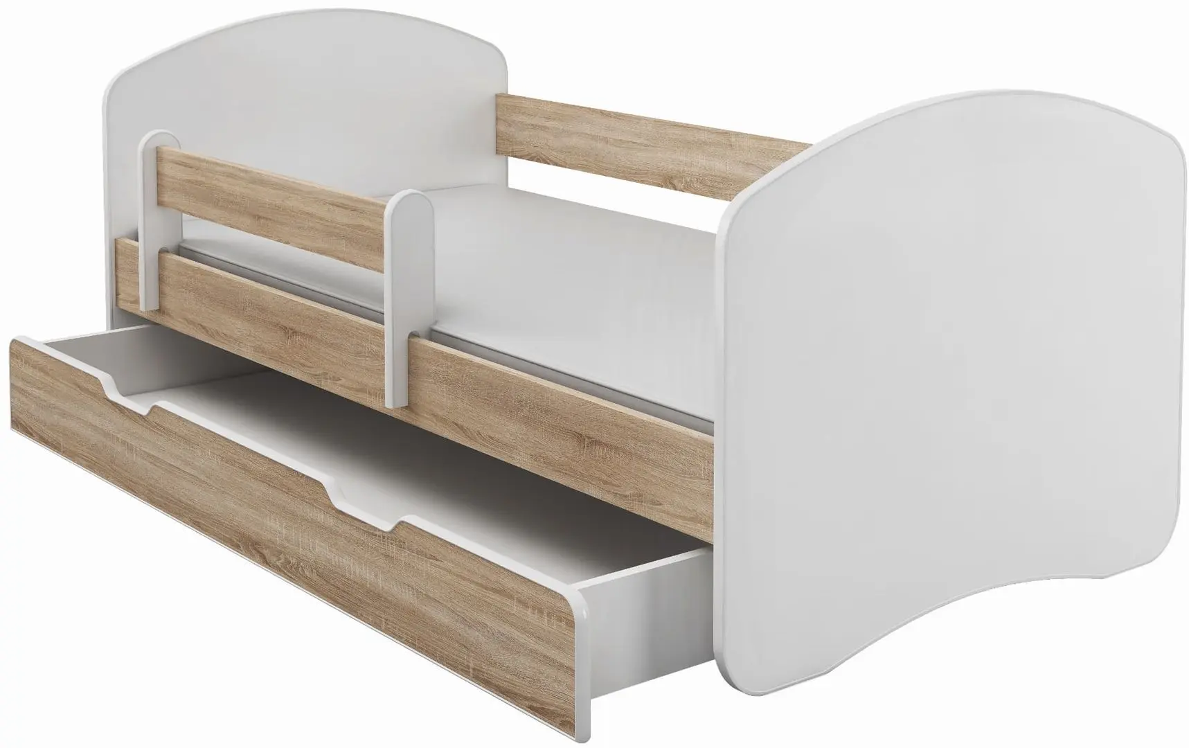 Pat ACMA Meble Acma II 80x160 bariera/sertar/saltea 7cm (White/Sonoma Oak)