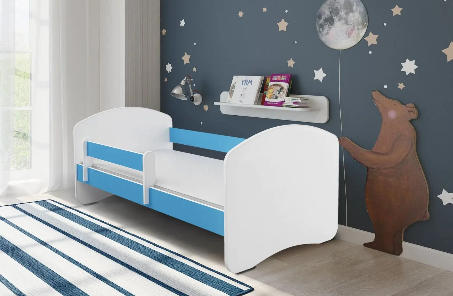 Pat ACMA Meble Acma II 80x180 bariera/saltea 7cm (White/Blue)