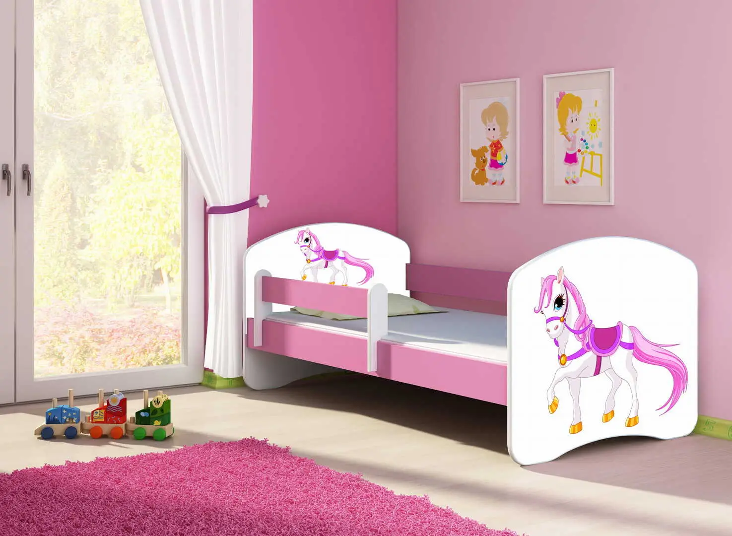 Pat ACMA Meble Acma II Horse 80x180 bariera/saltea 7cm (Pink)