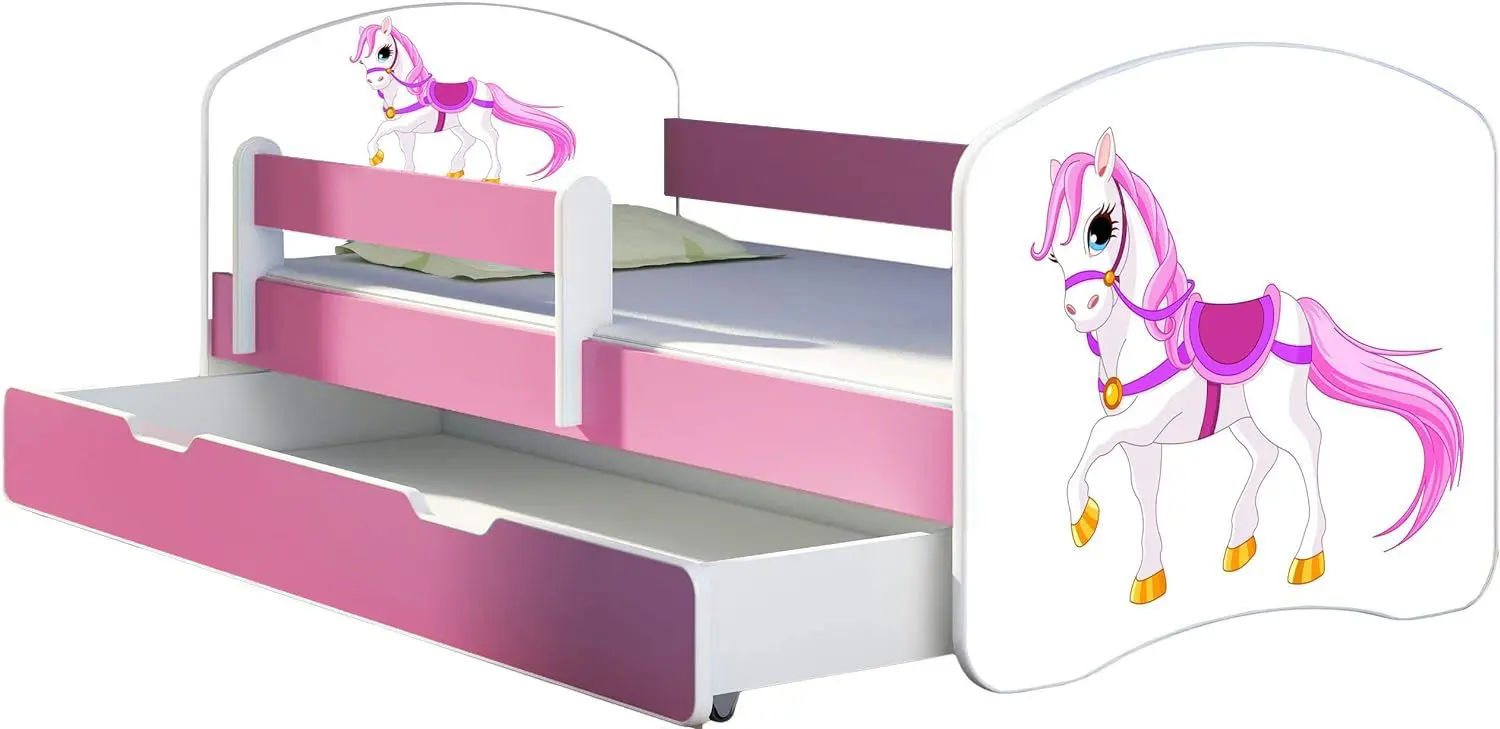 Pat ACMA Meble Acma II Horse 80x180 bariera/sertar/saltea 7cm (Pink)