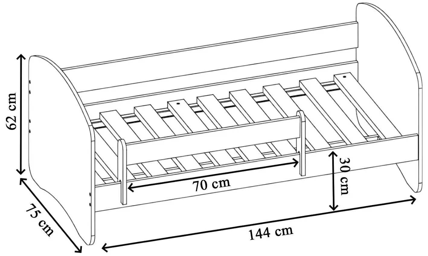 Pat ACMA Meble Acma II Nemo 70x140 bariera/saltea 6cm (White)