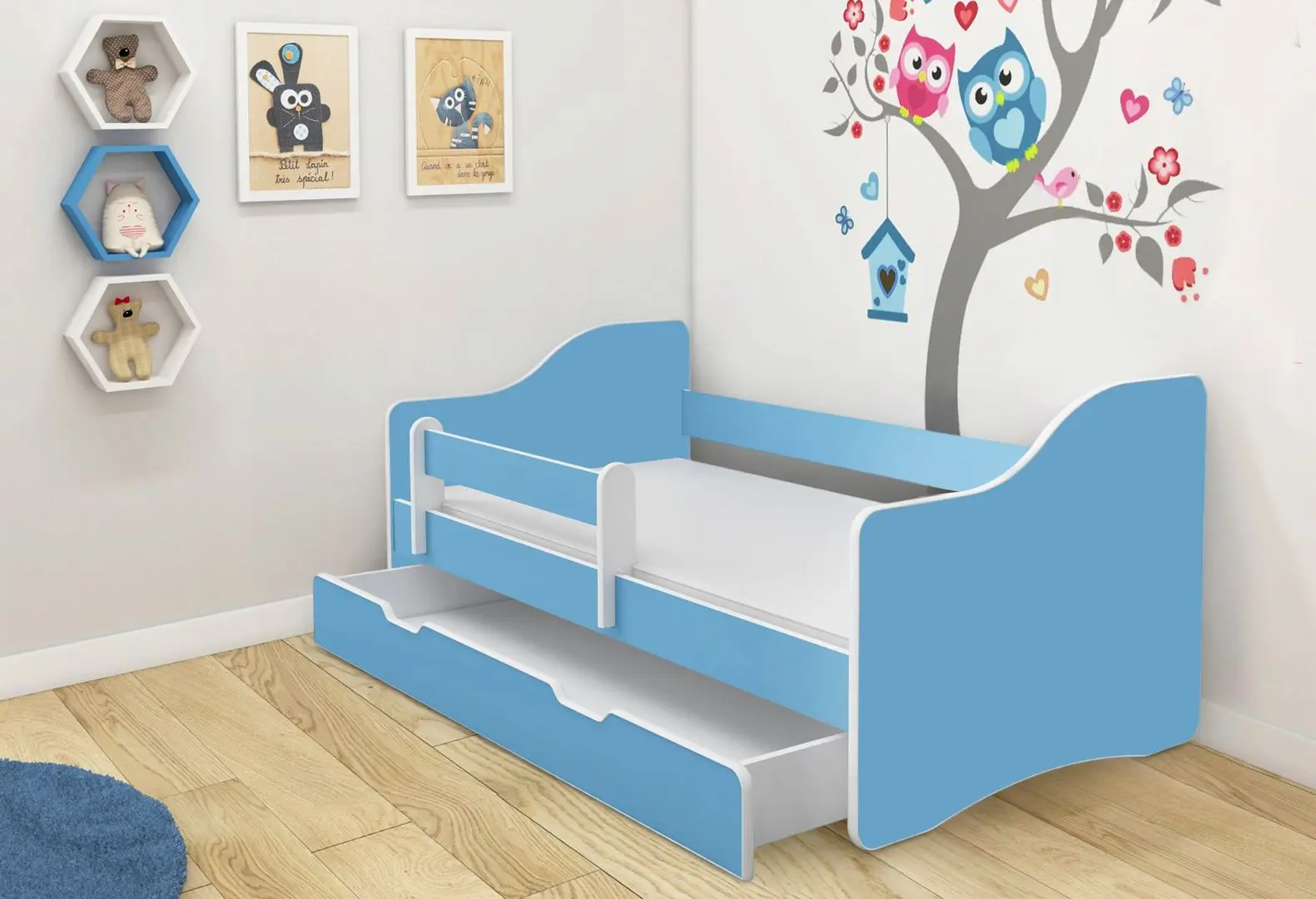 Pat ACMA Meble Acma III Happy 70x140 bariera/sertar/saltea 6cm (Blue)