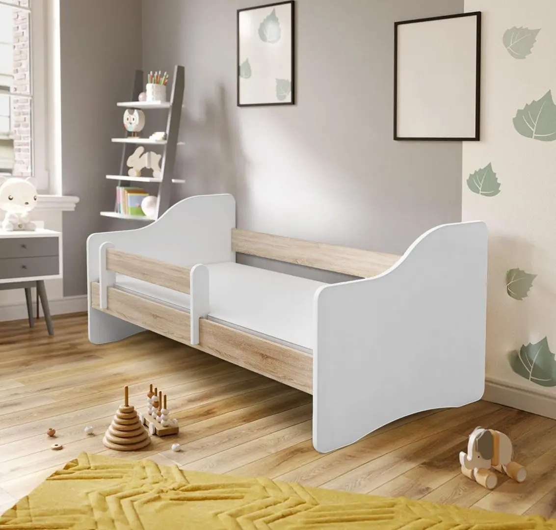 Pat ACMA Meble Acma III Happy 80x160 bariera/saltea 7cm (White/Sonoma Oak)