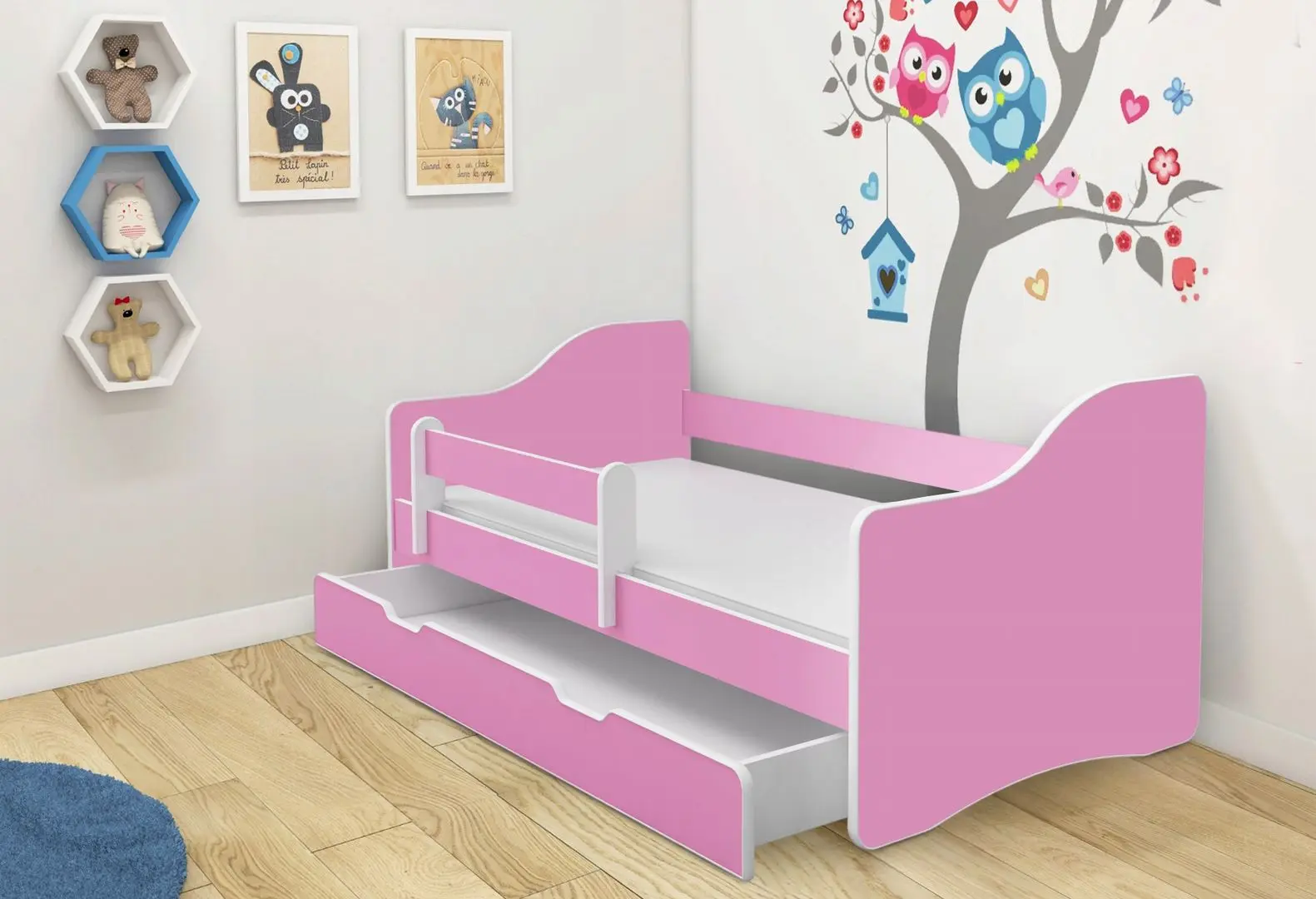 Pat ACMA Meble Acma III Happy 80x160 bariera/sertar/saltea 7cm (Pink)