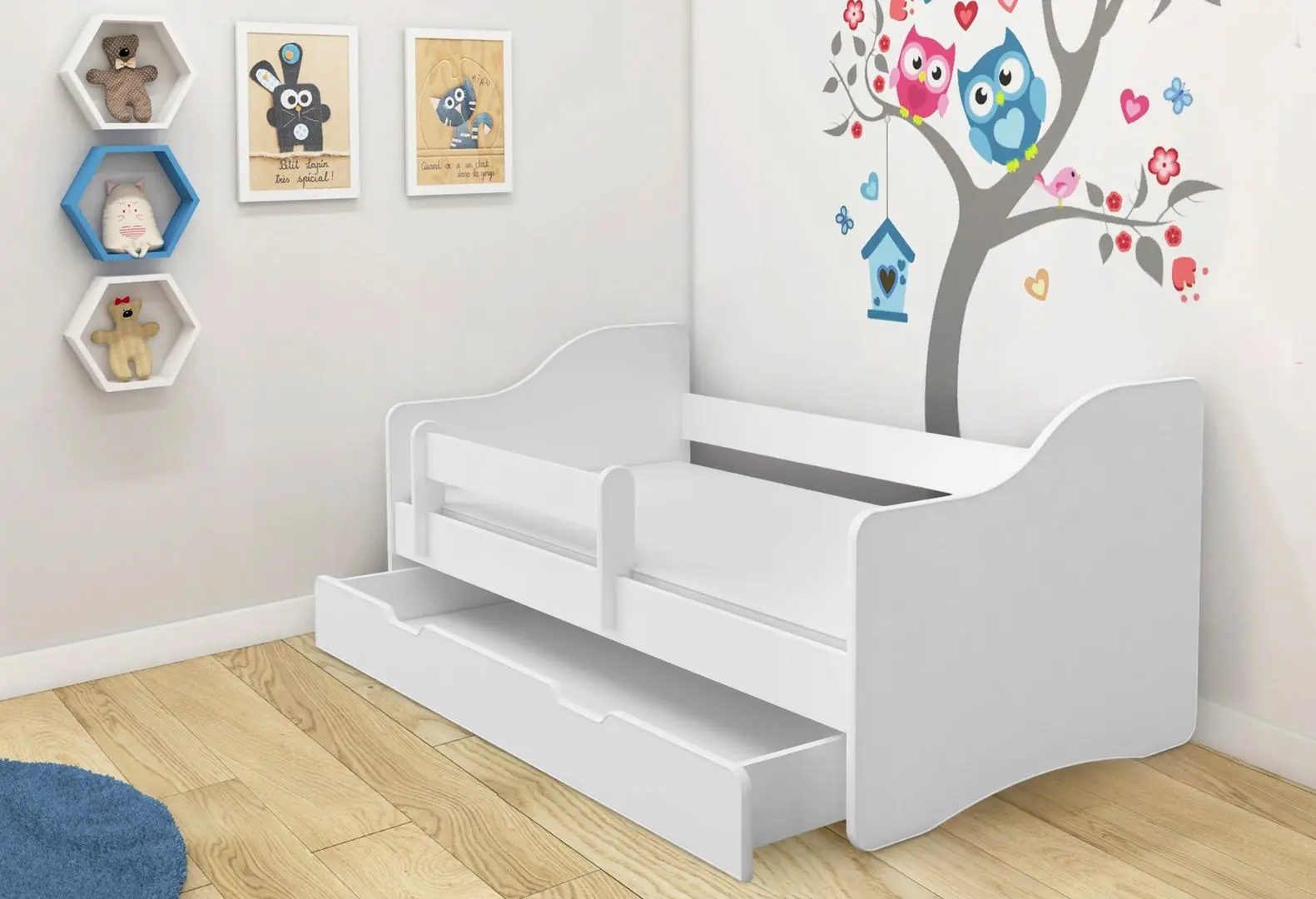 Pat ACMA Meble Acma III Happy 80x160 bariera/sertar/saltea 7cm (White)