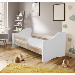 Pat ACMA Meble Acma III Happy 80x180 bariera/saltea 7cm (White/Sonoma Oak)