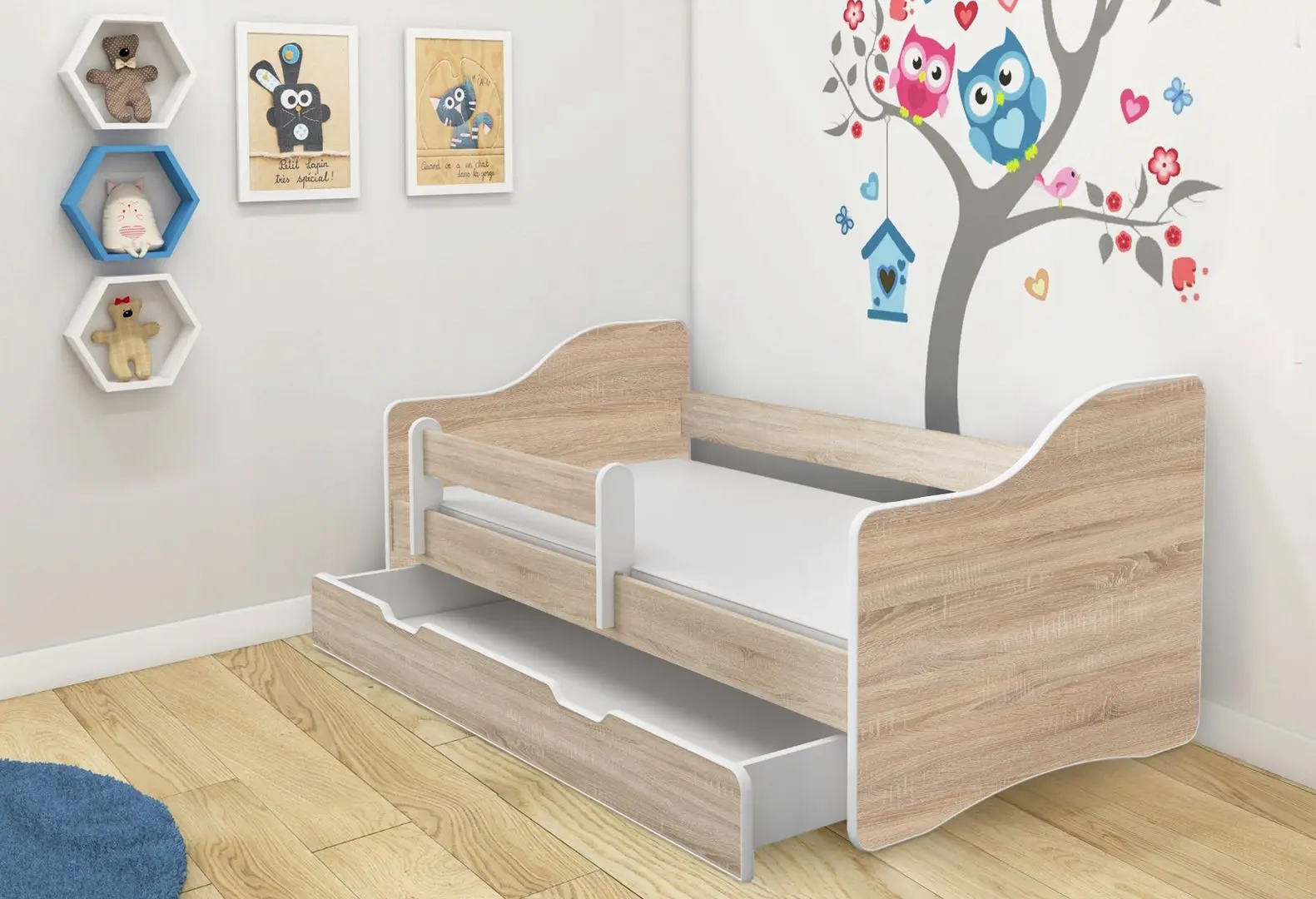 Pat ACMA Meble Acma III Happy 80x180 bariera/sertar/saltea 7cm (Sonoma Oak)