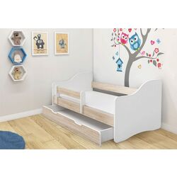 Pat ACMA Meble Acma III Happy 80x180 bariera/sertar/saltea 7cm (White/Sonoma Oak)